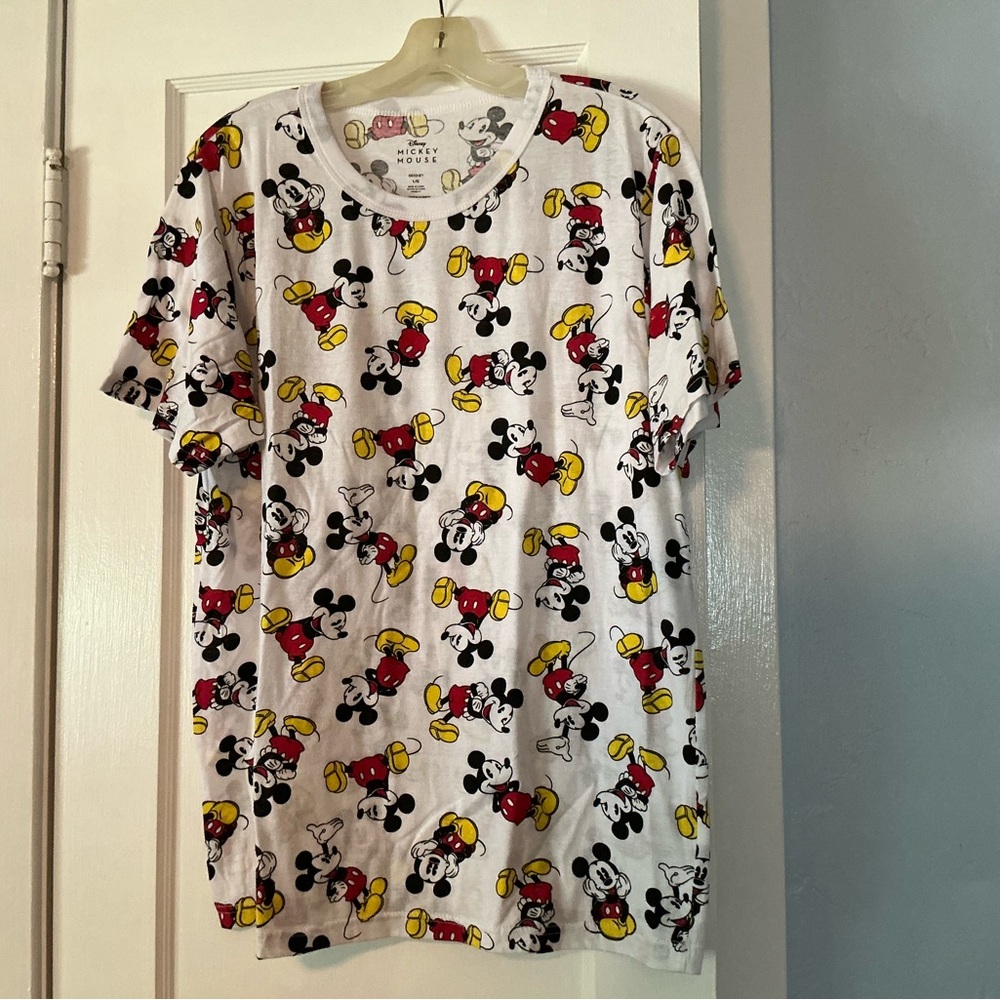 Disney White Tee with Red, Yellow & Black Mickey Print
